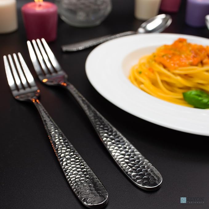 Elyon Carroll Hammered 20-Piece Reflective Silver Flatware Set, Stainless Steel, Service For 4
