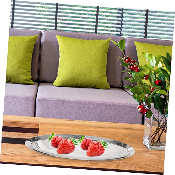 Stainless Steel Oval Snack Plate Heat-Resistant Food Serving Tray Sturdy Japanese Style Dish for and Appetizers for Parties and Restaurants