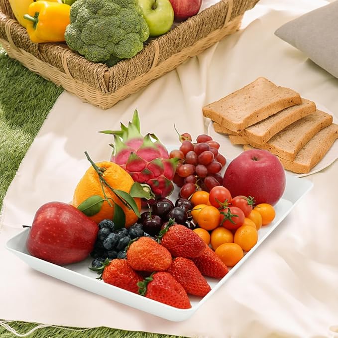 Serving Tray Platter, 17.5'' x 11.5'' x 1.6'', 5 Pcs Food Tray for Veggie Fruit Snack Dessert Cookie Cheese, Food Trays for Party Supplies Display, Large Platters for Serving Food, BPA Free