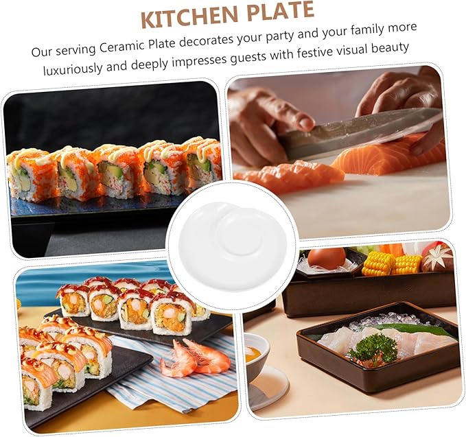 Healifty Compartment Plates Ceramic Food Serving Tray Snacks Dessert Serving Plate