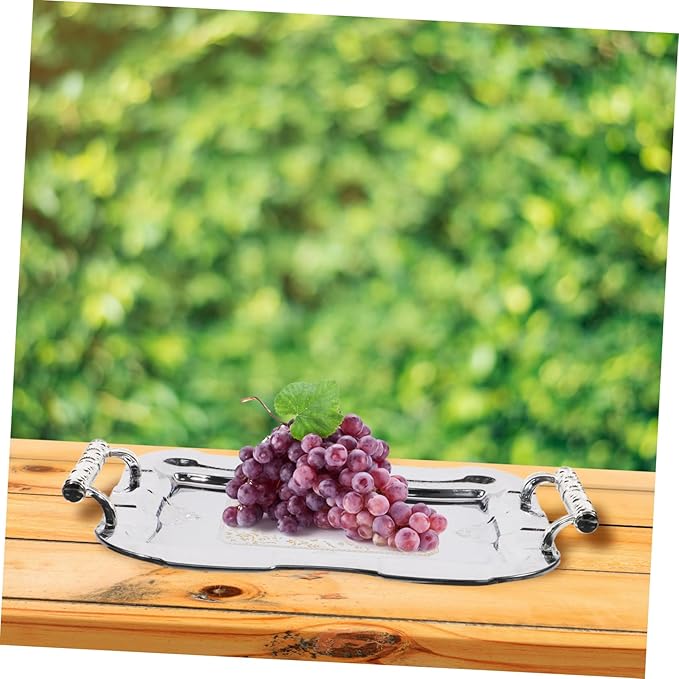 PRETYZOOM Vintage Serving Tray for Fruit and Snacks Elegant Decorative Platter for Home Ktv and Restaurant Use Sturdy Stainless Steel Design for Easy Serving