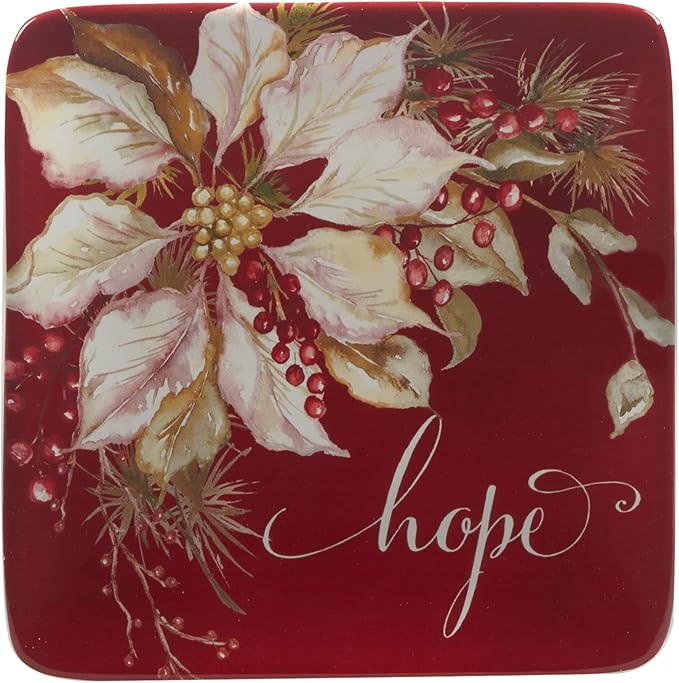 Certified International Winters Joy 6" Luncheon/Canape Plates, Set of 4 Assorted Designs, Multicolor, Small
