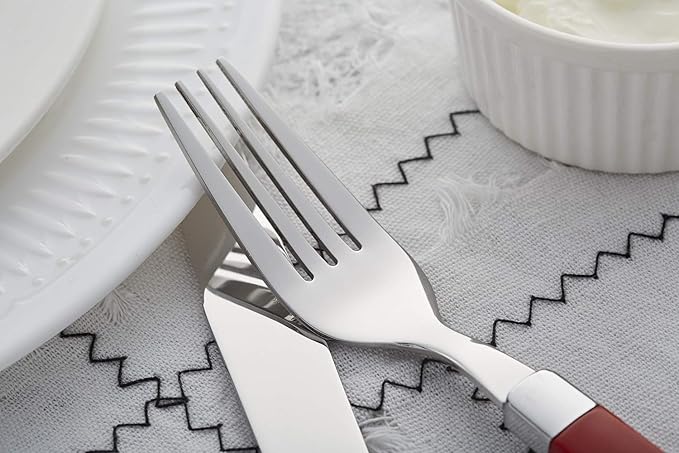 ANNOVA Silverware Set Stainless Steel Colorful Tableware Kitchen Flatware Set Utensils, Includes Dinner Knives, Forks, Spoons, Salad Forks & Dessert Spoons (Red, 20 Pieces)