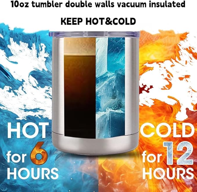 Gteller 10oz Lowball Tumbler, Double Wall Stainless Steel Insulated for Keeping Hot and Cool
