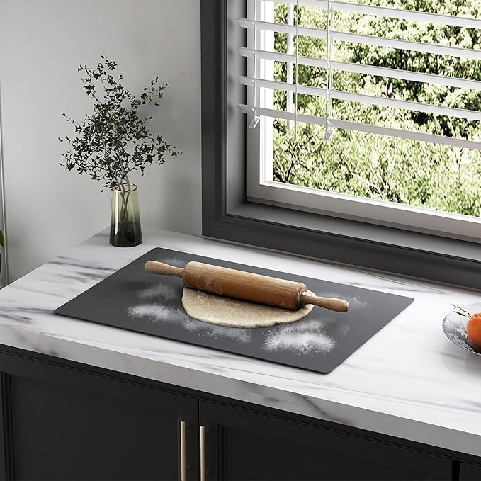 Silicone Counter Mat 40x60cm 2 Pack - High-Temp Resistant, Non-Slip Waterproof Pad for Kitchen Countertops, Sink & Stove (Grey)