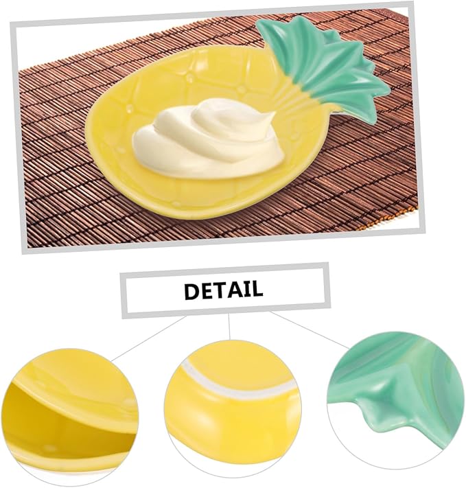2Pcs Small Pineapple Shaped Ceramic Seasoning Dish Stylish Soy Sauce and Vinegar Plates Appetizer and Flavor Dish for Side Sauces Kitchen Decor