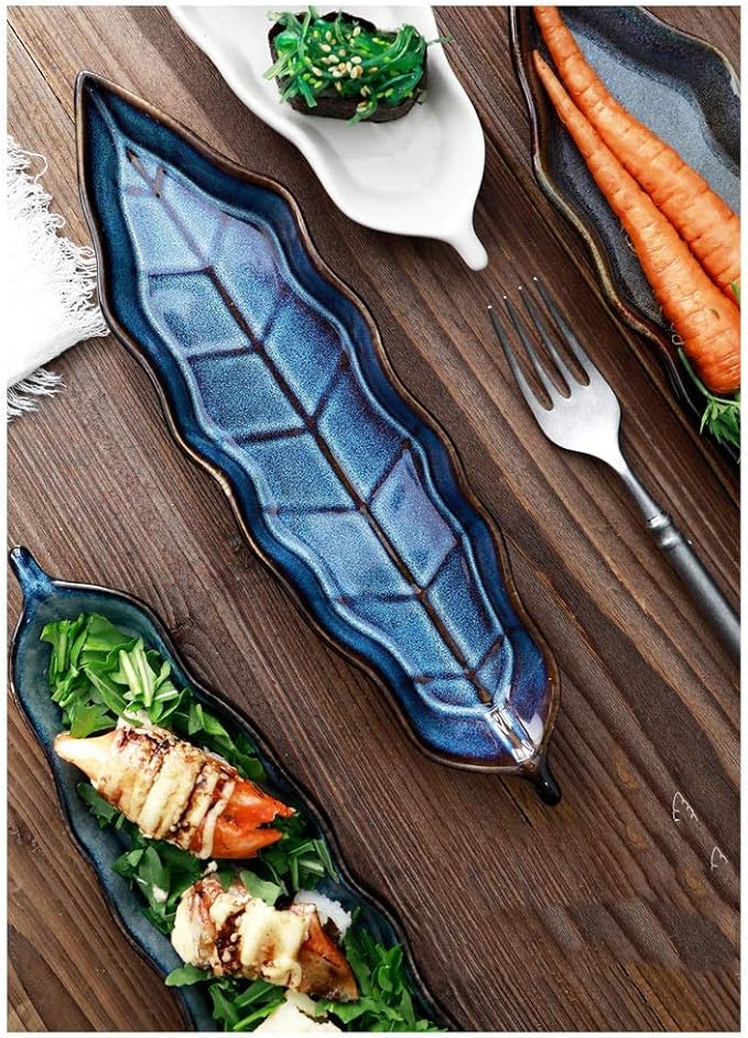 Beautiful Ceramic Appetizer Plate Fast Plate Sushi Plate Fruit Set Plate Leaf-Shaped Tableware Snack Plate Sauce Plate/B