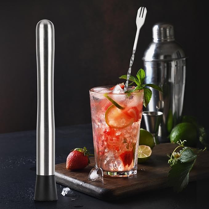 Muddlers for Cocktail Mixing Spoon Set of 10, 9.8 Inch Muddlers 304 Stainless Steel Fruit Crusher Mixing Spoon Ice Crusher for Bar Party and Home