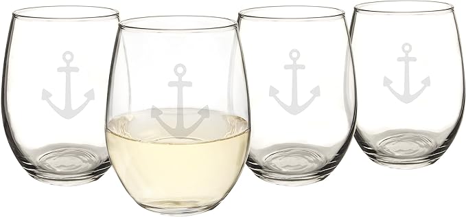 Cathy's Concepts Anchor Stemless Wine Glasses (Set of 4)