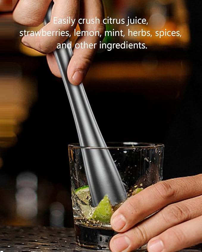 10 Inches Stainless Steel Muddler and Mixing Spoon for Cocktails, Bar Tools and Accessories - Create Delicious Mojitos and Other Fruit Based Drinks