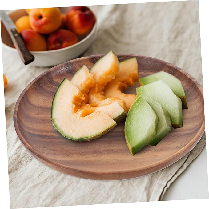 Cabilock Round Cake Tray Serving Platter Craftsmanship Dessert Dish for Tableware Storage Natural Wood Design for Snacks and Dishes