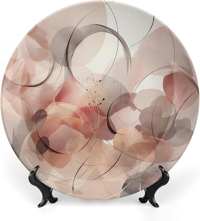 Decorative Plate 8inch Bone China Dessert Plates with Display Stand Ceramic Ornament Ceramic Plate Simple Background Decorative Plates Art Crafts Porcelain for Home Club Living Room