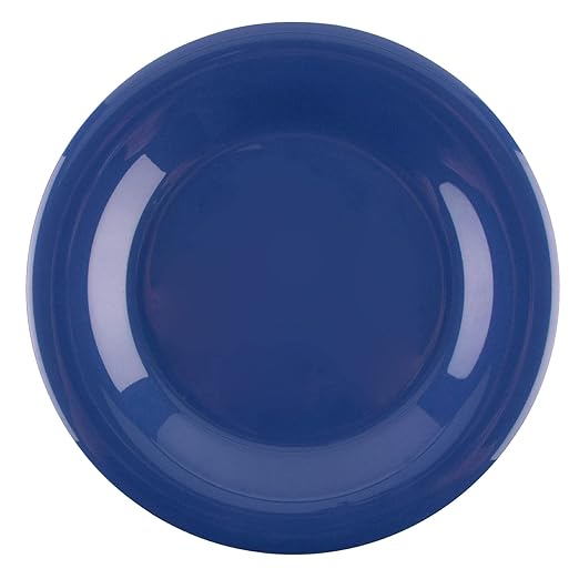 G.E.T. 6.5" Blue Heavy-Duty Wide Rim Melamine Appetizer Plate (Set of 4)