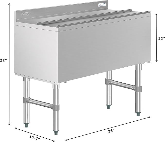 KoolMore 36 Inch Commercial Stainless Steel Underbar Ice Bin with Siding Lid, NSF Certified (KM-UIB-1836)