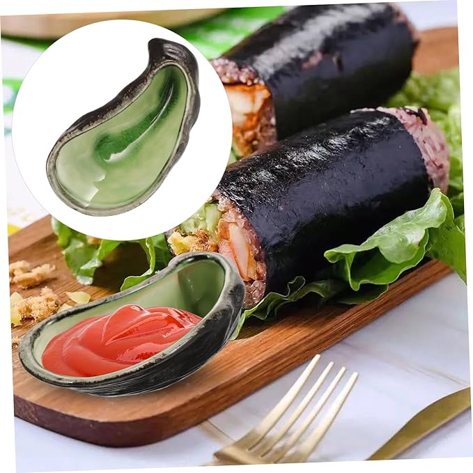 BESTOYARD Vintage Ceramic Serving Platter Set Oyster Shell Dish Caviar Plate and Appetizer Tray for Restaurants and Home Use Elegant Food Presentation