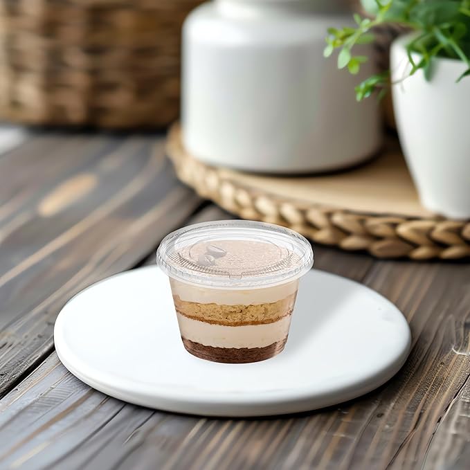 Smarty Had A Party 1250 Sets of Clear Plastic Disposable Portion Souffle Cup with Lids 3.25 oz Small Dessert and Snack Cups with Lids