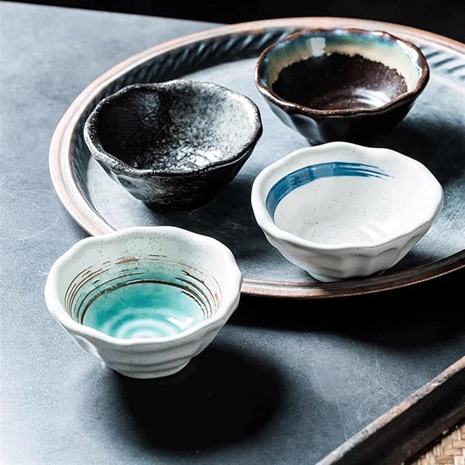 WaLdor Seasoning Dishes 4.1inch Ceramic Sauce Dish Soy Sauce Dipping Bowls Appetizer Plates Japanese Style Dinnerware Set for Sushi Sauce Tomato Sauce Salad Sauce BBQ Ceramic Sauce Dish (Color : C)