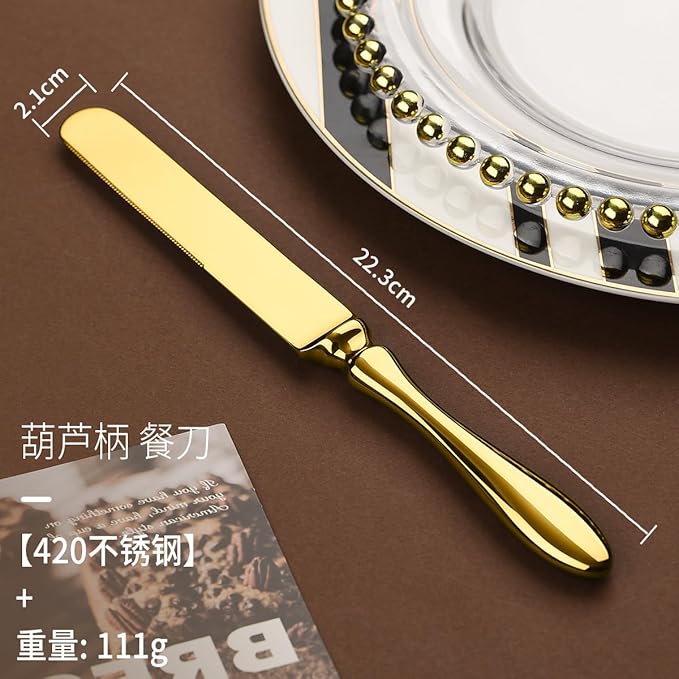 5-Piece Gold Silverware Cutlery Set for 1 Flatware Luxury German Gold Utensil Sets 18/8 Stainless Steel Cutlery Set for Kitchen Include Fork Spoon Tableware Fit Hotel Banquet Christmas Essentials
