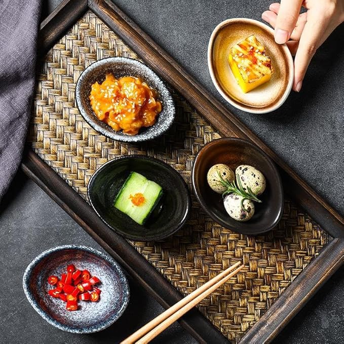 Dessert Plates Japanese Seasoning Dish Household Ceramic Seasoning Dish Soy Sauce Dish Vinegar Dish Dipping Dish Appetizer Plates Snack Tray(B)