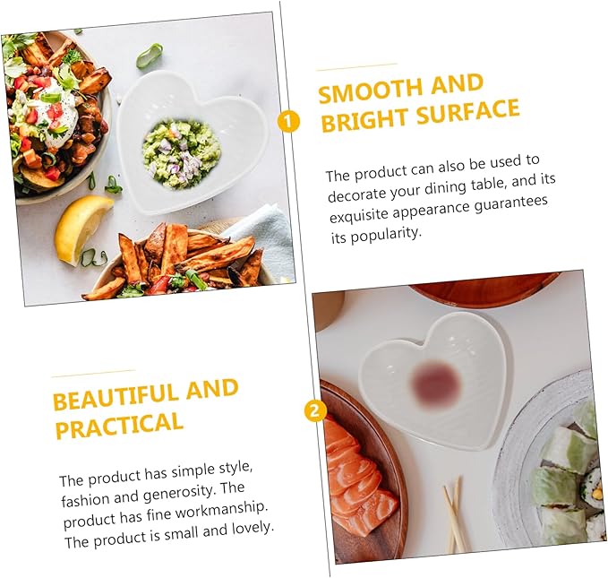4pcs Heart-shaped Plate Collection Ceramic Sauce Dishes Appetizer Bowl for Kitchen Party Camping