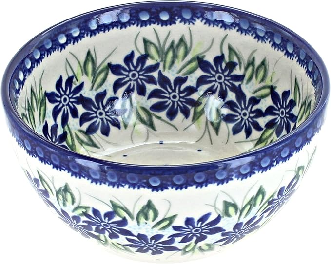 Blue Rose Polish Pottery - Blue Sierra Dessert Bowl - 5" Diameter - Perfect Bowl for Desserts, Appetizers, and Snacks