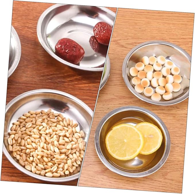 12pcs Stainless Steel Plate Vinegar Holders Salad Bowl Soy Mini Dipping Plates Stainless Steel Bowls Sauce Dipping Bowls Dipping Sauce Cups Appetizer Tray Seasoning Child Metal