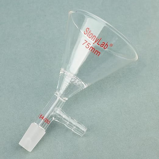 stonylab Borosilicate Glass Triangular Filtration Funnel, Vacuum Filtration, Efficient Filtering, 14/20 Joint, 75mm Diameter, Ideal for Laboratory Filtration Processes