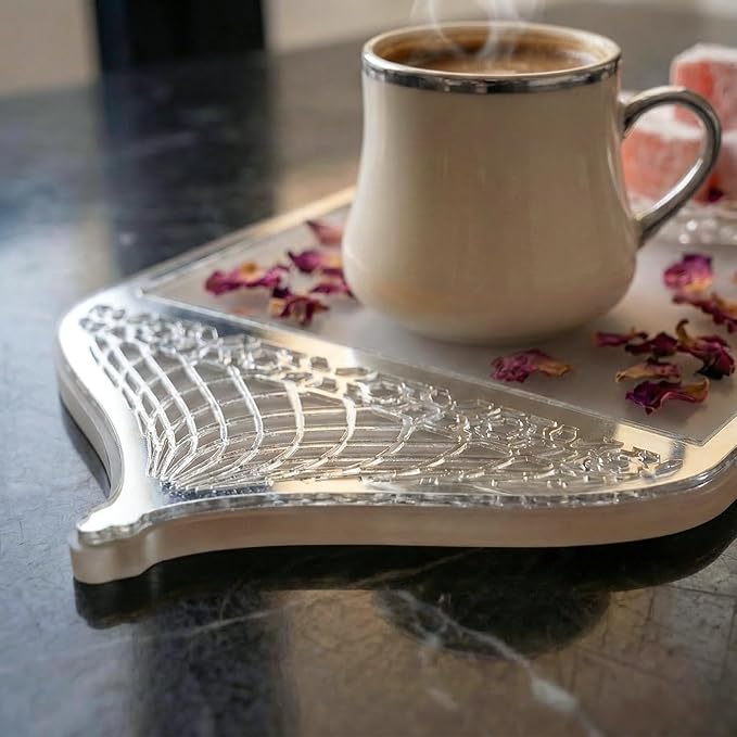 Iwa Concept Luxury Acrylic Islamic Serving Tray Mosque Silhouette Mirror Plexiglass Decorative Platter - Elegant Ramadan & Eid Dates Tray for Coffee, Sweets-Modern Muslim Home Decor Table Centerpiece