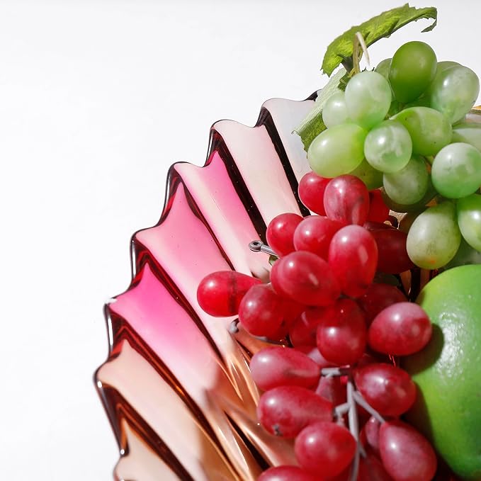MAGCOLOR Creative Colorful Hand painted Crystal Glass Leaf-shaped Decorative Bowl -12.2 inch Diameter Fruit Display & Kitchen Table Centerpiece.