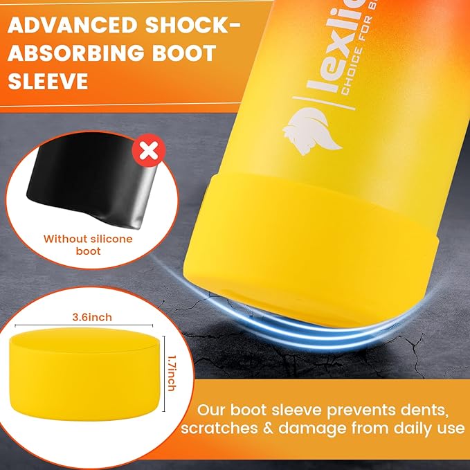 Lexlion Tea Infuser Water Bottle 32 Oz – Triple Wall Insulated Stainless Steel, Loose Leaf & Fruit Strainer, 3 Leakproof Lids, BPA-Free Silicone Sleeve, Reusable Thermal Mug