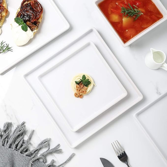 Stone Lain Grace Stoneware Appetizer Plate Set, Includes 4 Plates, White