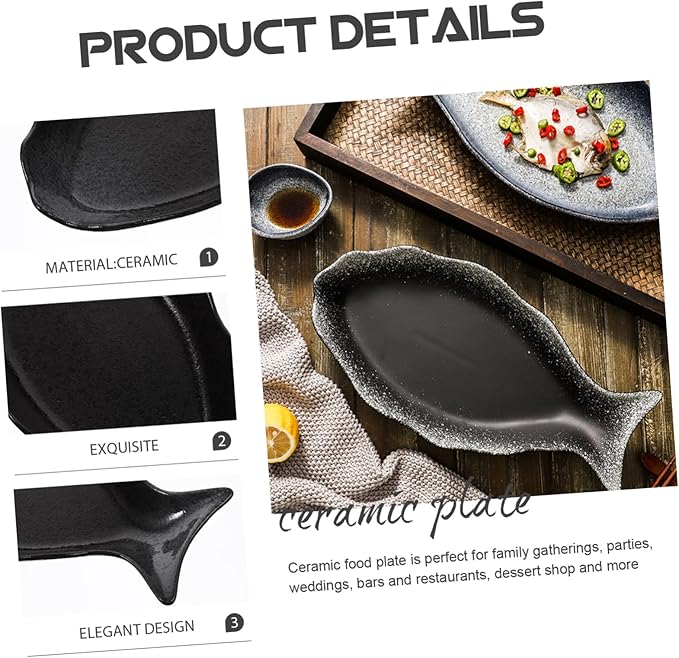 Zerodeko Ceramic Fish Plate for Serving Japanese Style Food Steamer Dish for Home Kitchen Restaurant Use for Sushi Appetizers and Dessert Presentation
