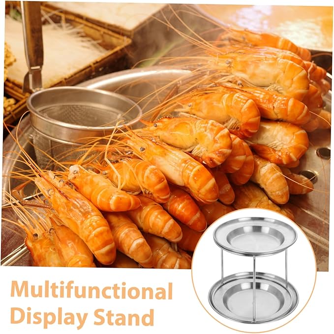 Generic Stainless Steel Seafood Tray Set Cupcake Holder Party Seafood Stand Dessert Holder Appetizer Serving Tray Party Serving Tray Cake Display Stand Silver