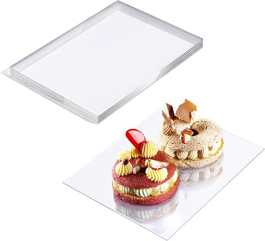 Clear Acrylic Appetizer Plates, 12 Pack Dessert Serving Tray, Modern Party Plates & Fine Dining Pastry Plating for Holiday, Bridal Shower, Event, Wedding & Restaurant | 5 x 7 in. 1 MM Thick