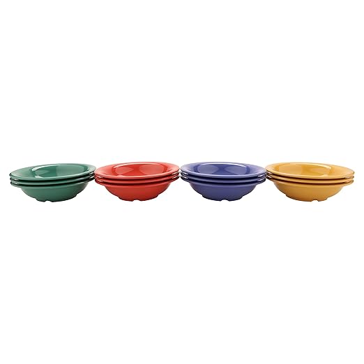 GET B-167-MIX Melamine Narrow Rim Fruit/Dessert Bowl, 16 Ounce, Assorted Colors (Set of 12)