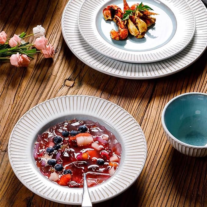 Dining Plates Simple And Creative Embossed Ceramic Western Steak Plate Tableware Dinner Plate