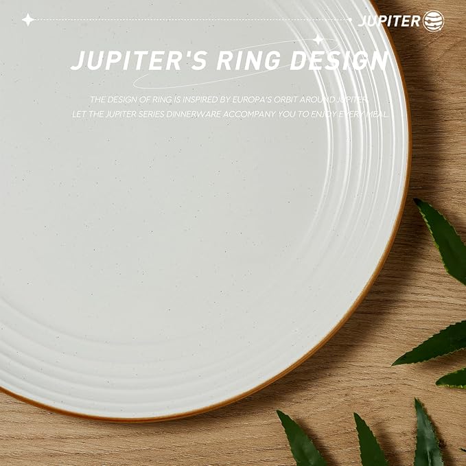 famiware Jupiter Dinner Plates Set of 6, 10.5 Inch Plate Sets, Microwave and Dishwasher Safe, Scratch Resistant, Kitchen Plates Perfect Serving Dishes, White