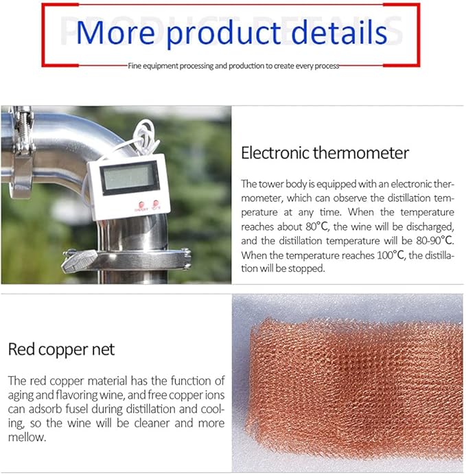 New Tubular distillation tower with sight glass copper mesh 1.5'' 2'' domestic brewing equipment moonshine distiller (2'')