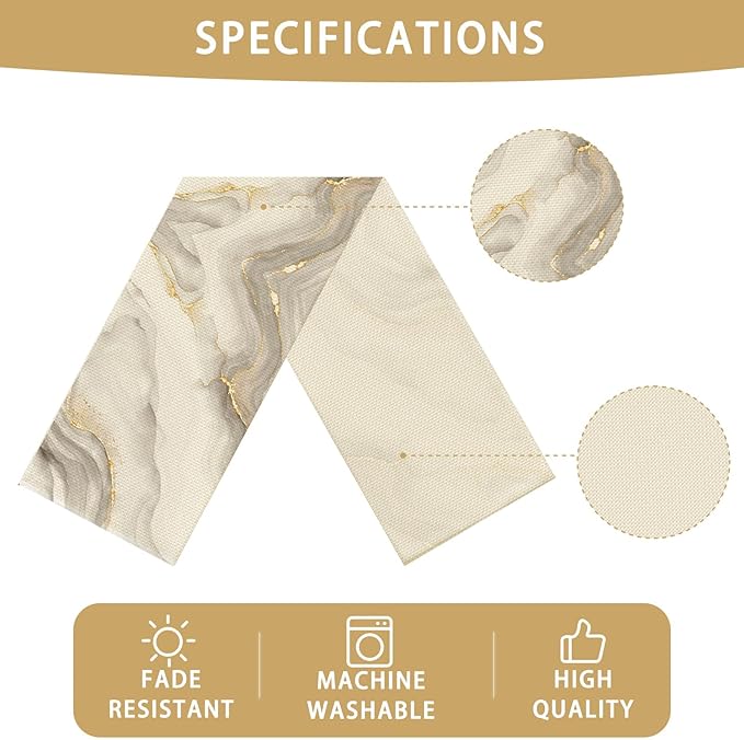 Modern Marble Table Runner Seasonal Holiday Kitchen Dining Linen Table Decoration for Indoor Outdoor Home Party Decor 13 x 72 Inch