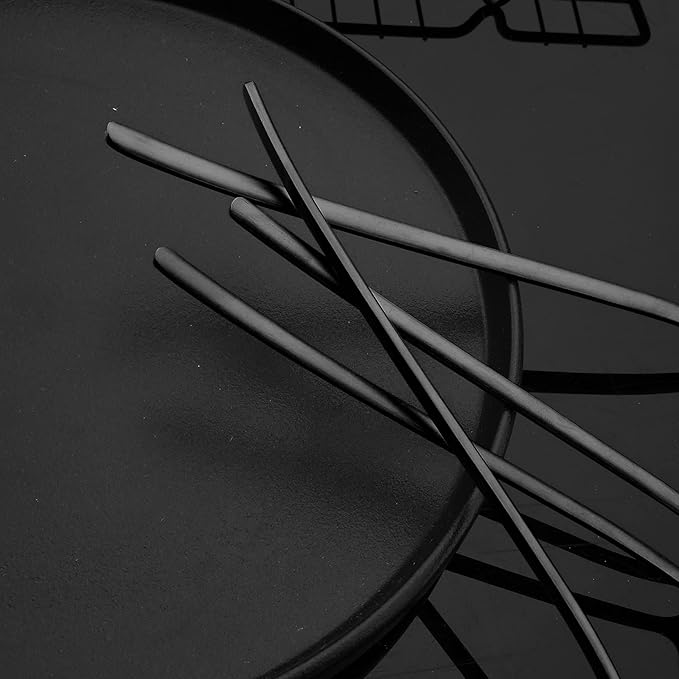 JASHII Modern Design 304 Stainless Steel 5.3" Tea Fork Set,3 prong Small Cake Fruit Forks and 5.4" Coffee Spoons Frosted Handle for Coffee Ice Cream Sugar Parties Events Wedding - Black