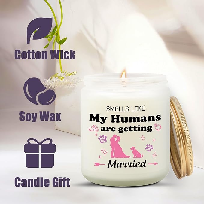 Dog Wedding Gifts for Couples 2025, Engagement Party Decorations Gift, Wedding Favor Gifts for Guests, Funny Married Couple, Bridal Shower Gift for Bride, Lavender Scented Candle
