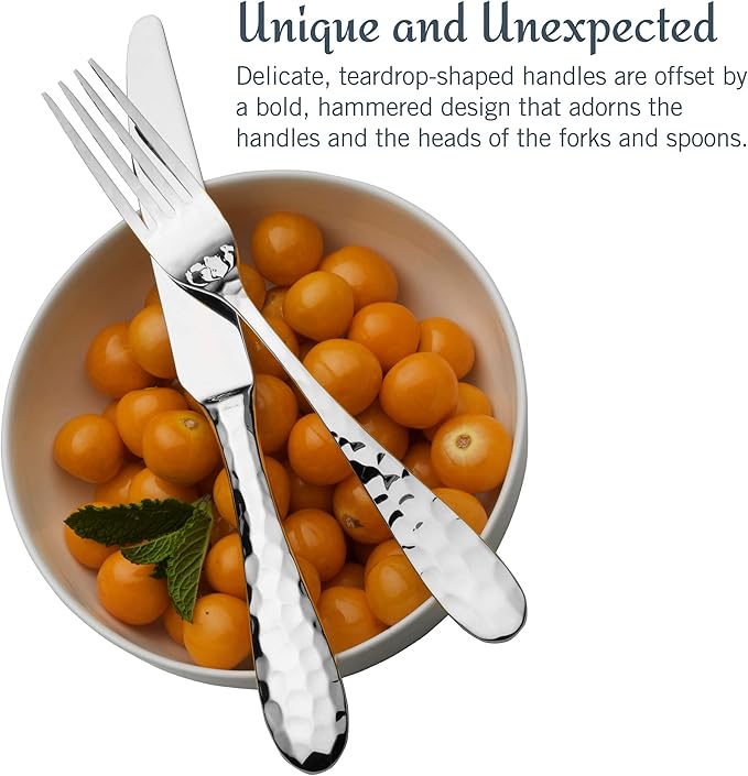 Mikasa, Lilah Flatware Service for 8, 45 Piece Set, 18/10 Stainless Steel, Silverware Set with Serving Utensils (Pack of 2)