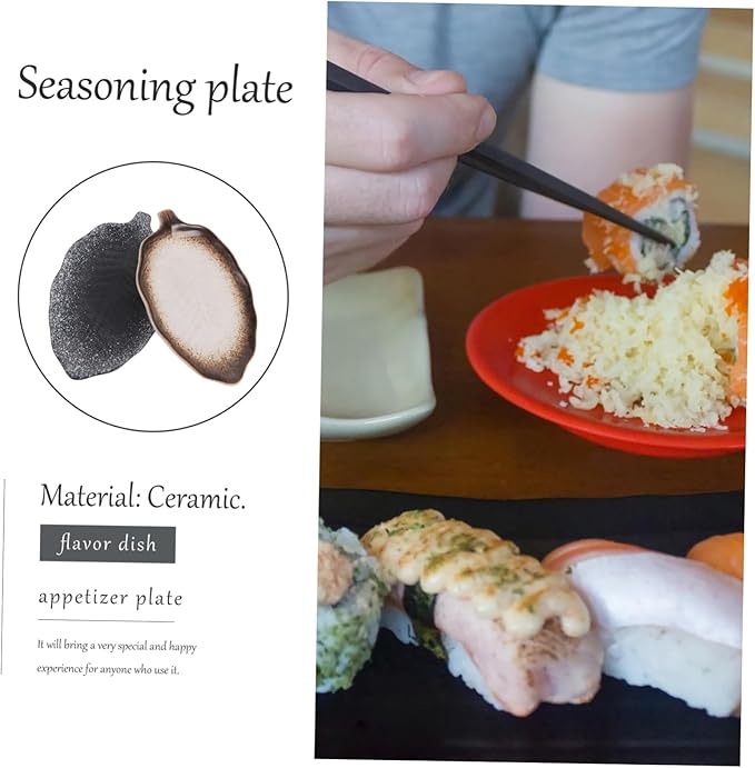 DECHOUS 2pcs Japanese Style Ceramic Snack Plates Vintage Design Unique Sauce and Appetizer Dishes for Home Dining and Entertaining