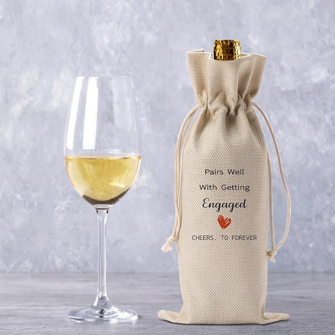 Engaged Wine Bag Engagement Gifts for Women Men Bride Couples Future Mrs Newlywed Engaged Wedding Bridal Shower Wedding Party Decorations Wine Bottle Bags