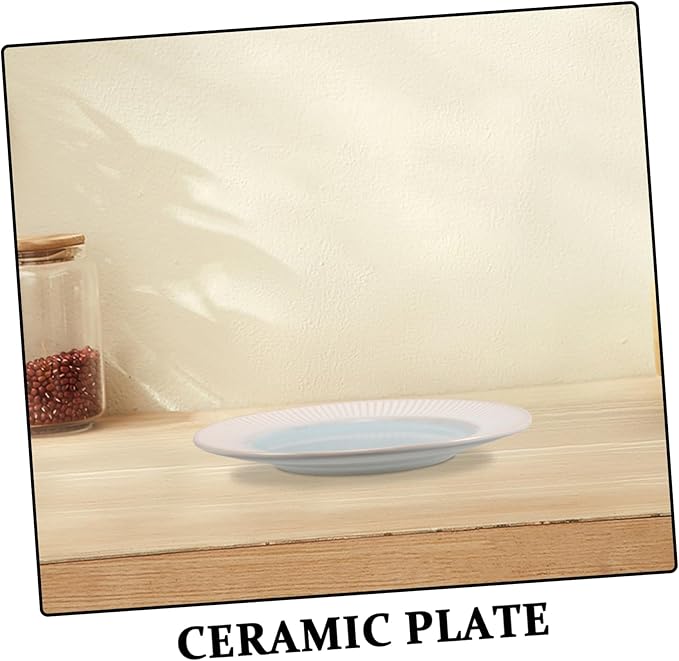 Ceramic Plate Round Restaurant Plate Embossed Western Style for Wedding Food Serving Dish