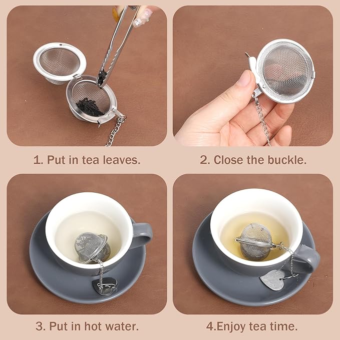 2 Pack Stainless Steel Mesh Tea Infuser with 1 Pack Bonus Tea Scoop Clip, Premium Fine Mesh Tea Ball Filter Upgraded Tea Diffusers Steeper for Loose Leaf Tea Spices Seasonings