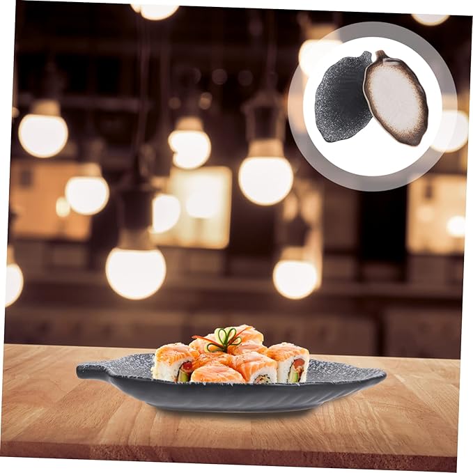 STOBAZA 2pcs Banana Leaf Plate Ceramic Sauce Plate Snack Dish for Home Restaurant