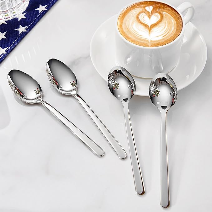KEAWELL Premium Lucent 4-Piece 5.8 inch Spoon Set – 18/10 Stainless Steel Silverware with Mirror Polish, Dishwasher Safe for Table Setting and Entertaining (4, Small Spoons)