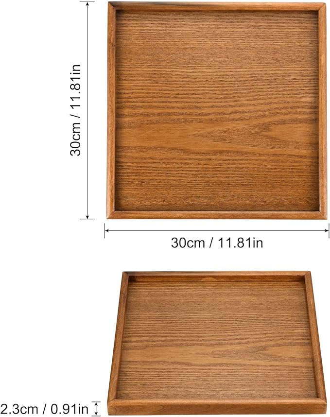 PATIKIL Wood Serving Tray 12 Inch, Square Decorative Platter for Home Decor Kitchen Table Candle Holder, Brown