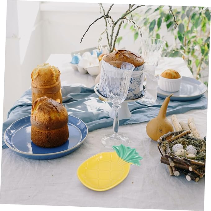 PRETYZOOM 2pcs Pineapple Shaped Ceramic Sauce Dish Set Multifunctional Dipping Plates for Appetizers and Seasoning Kitchen Use